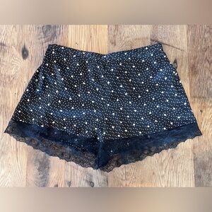 Etam Sentiment Black Polka Dot Lace Trim Shorts NWOT
